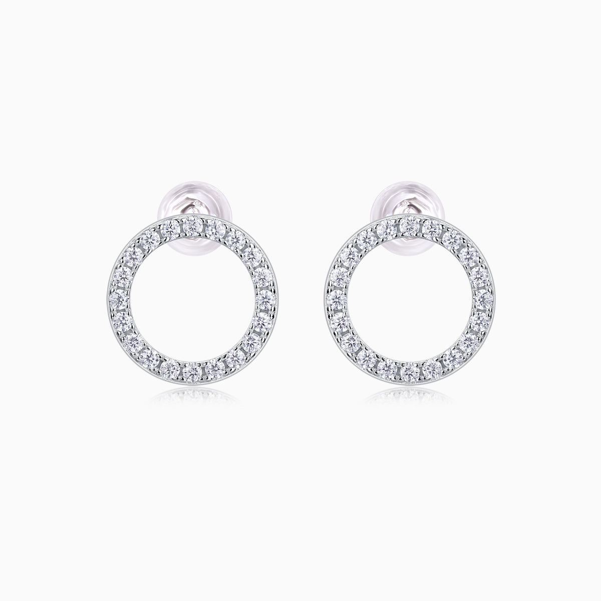 Elegant Moissanite Circle Stud Earrings - Ceerom