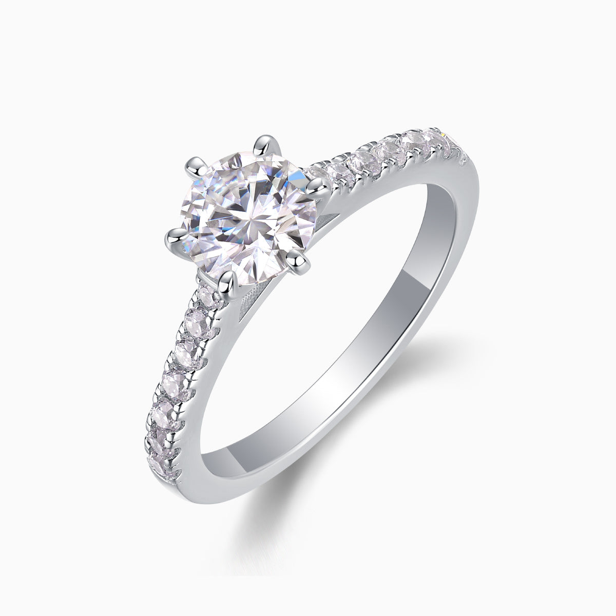 Round Cut Moissanite Six Prong  Engagement Ring - Ceerom