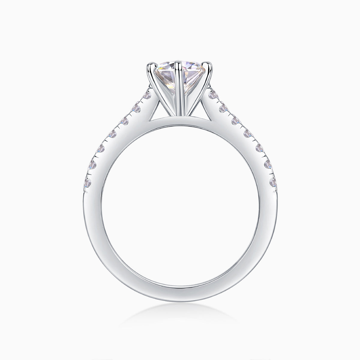 Round Cut Moissanite Six Prong  Engagement Ring - Ceerom