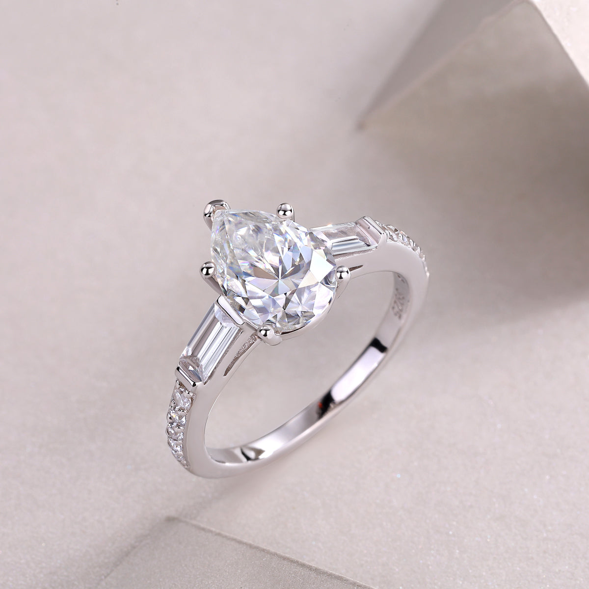 Pear Shaped Moissanite Engagement Ring - Ceerom