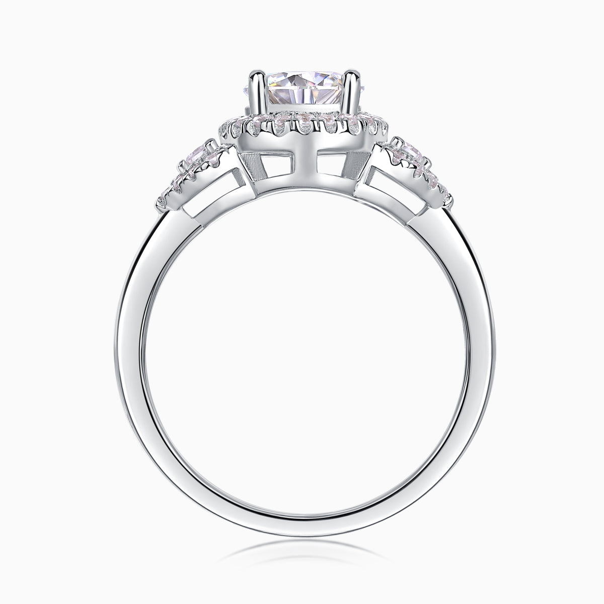 Halo Round Cut Moissanite Engagement Ring - Ceerom