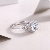 Halo Round Cut Moissanite Engagement Ring - Ceerom