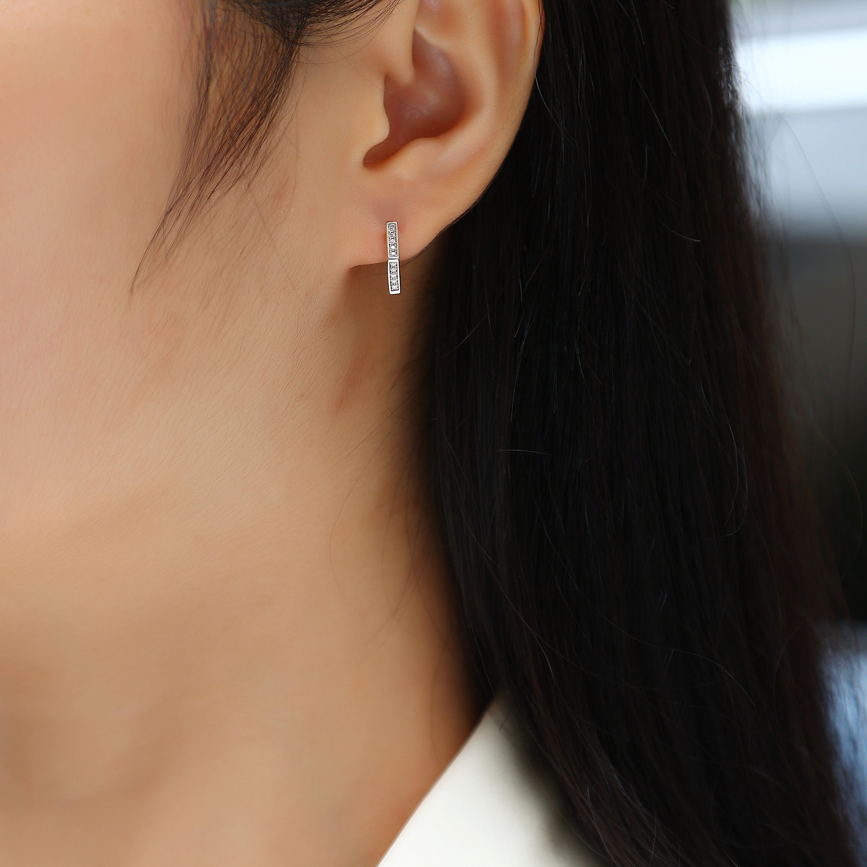 Pave Moissanite Pentagonal  Hoop Earrings - Ceerom