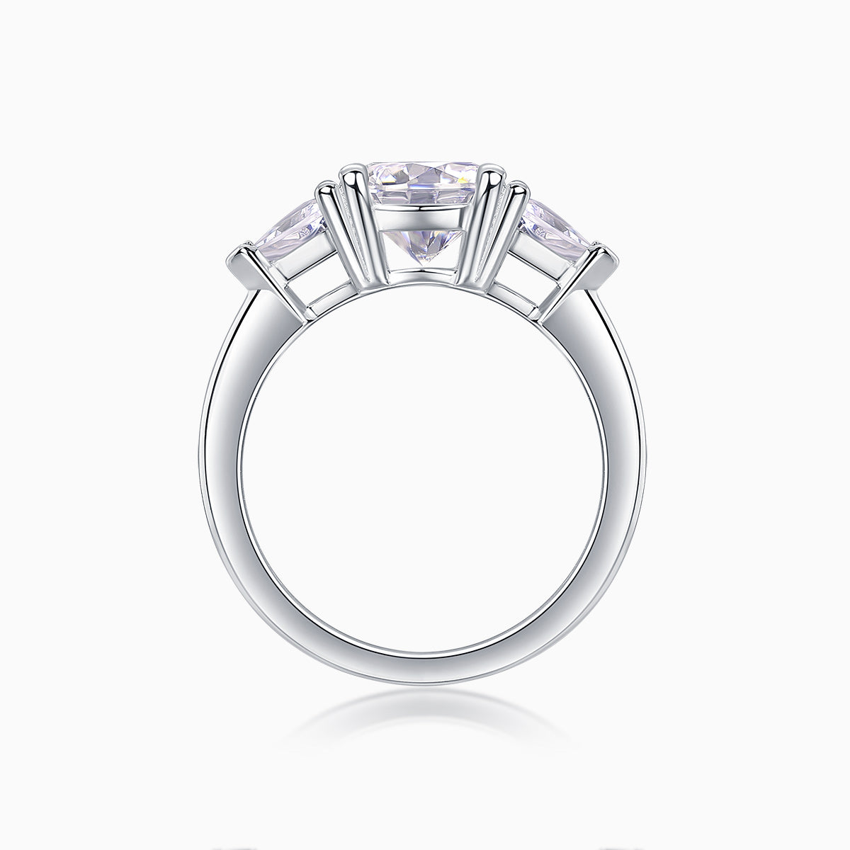 Three Stone Round Cut Moissanite Wedding Ring - Ceerom