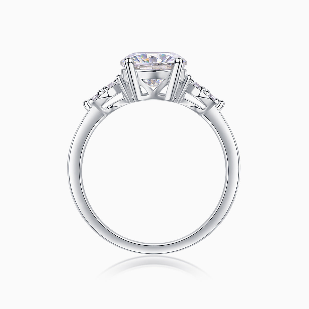 Three Stone Round Cut Moissanite Engagement Ring - Ceerom