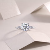 Three Stone Round Cut Moissanite Engagement Ring