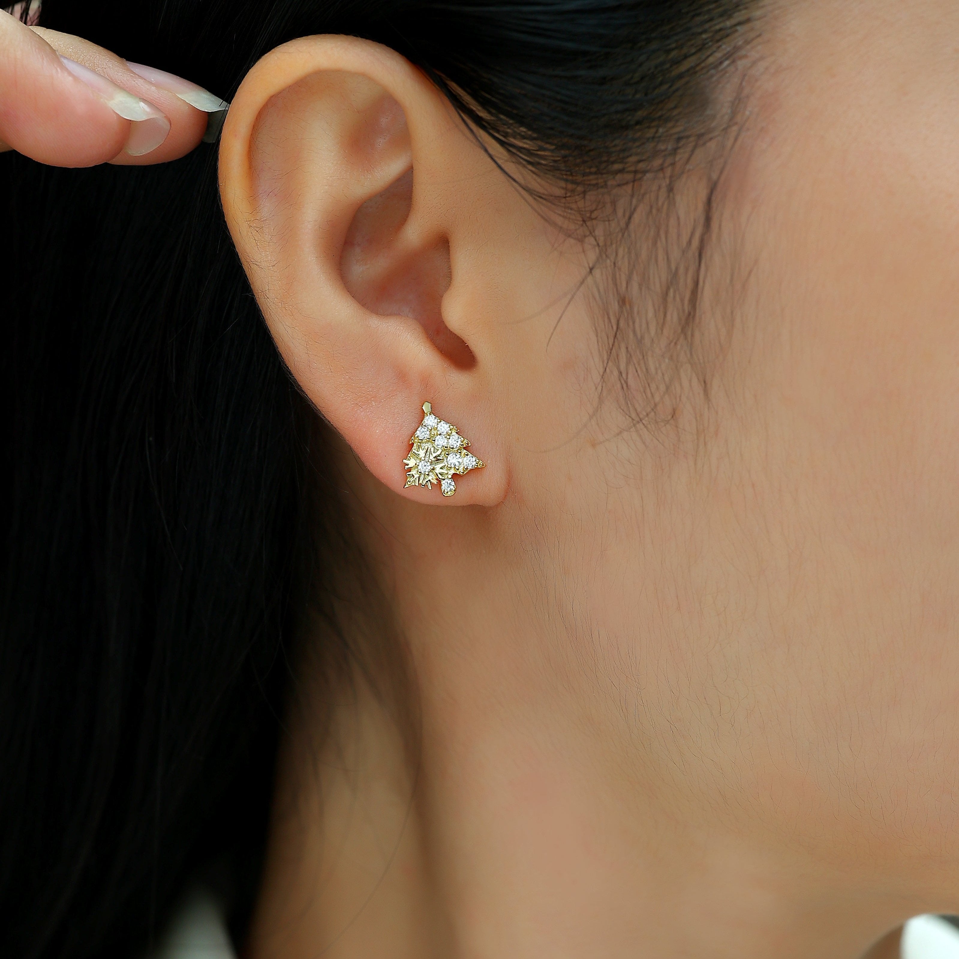 Christmas Tree Moissanite Stud Earrings - Ceerom