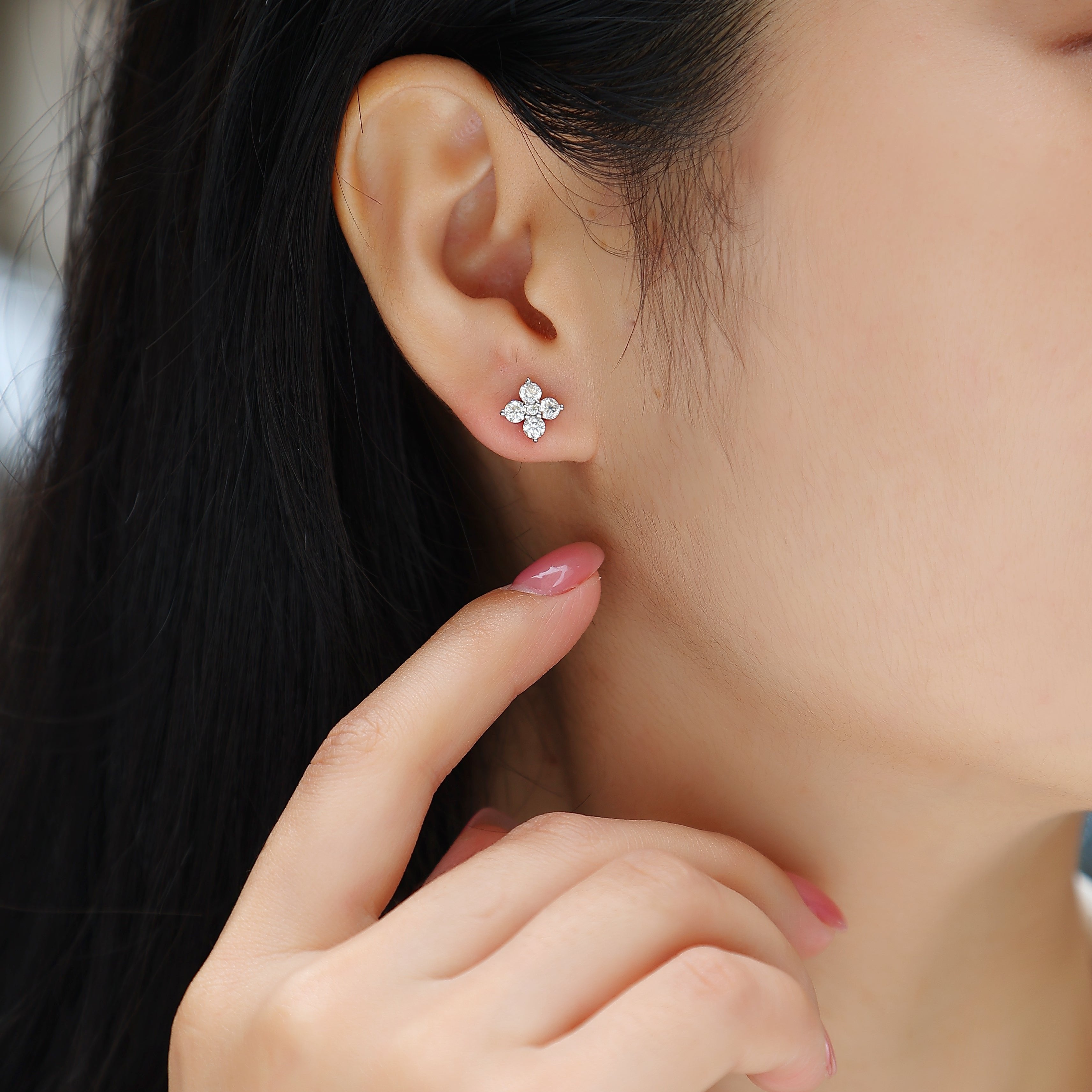 Moissanite Flower Pave Stud Earrings - Ceerom