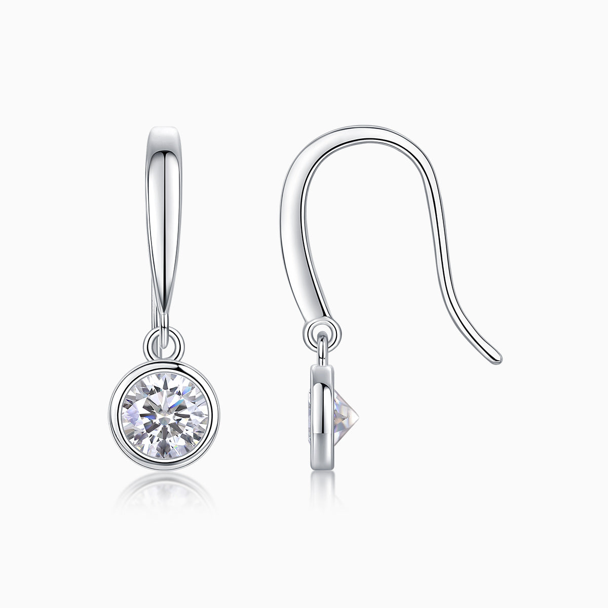 Solitaire Round Moissanite Drop Earrings - Ceerom