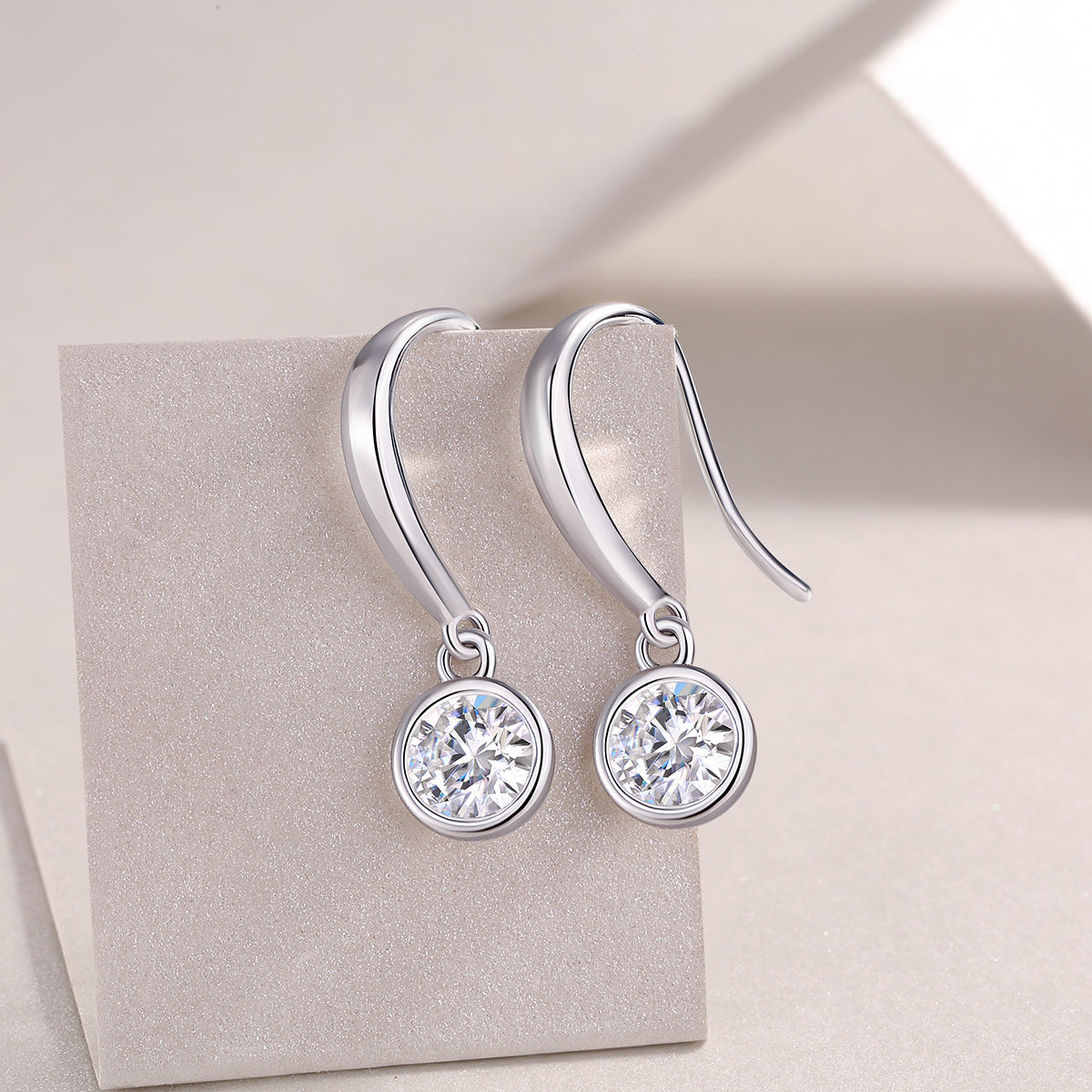Solitaire Round Moissanite Drop Earrings - Ceerom