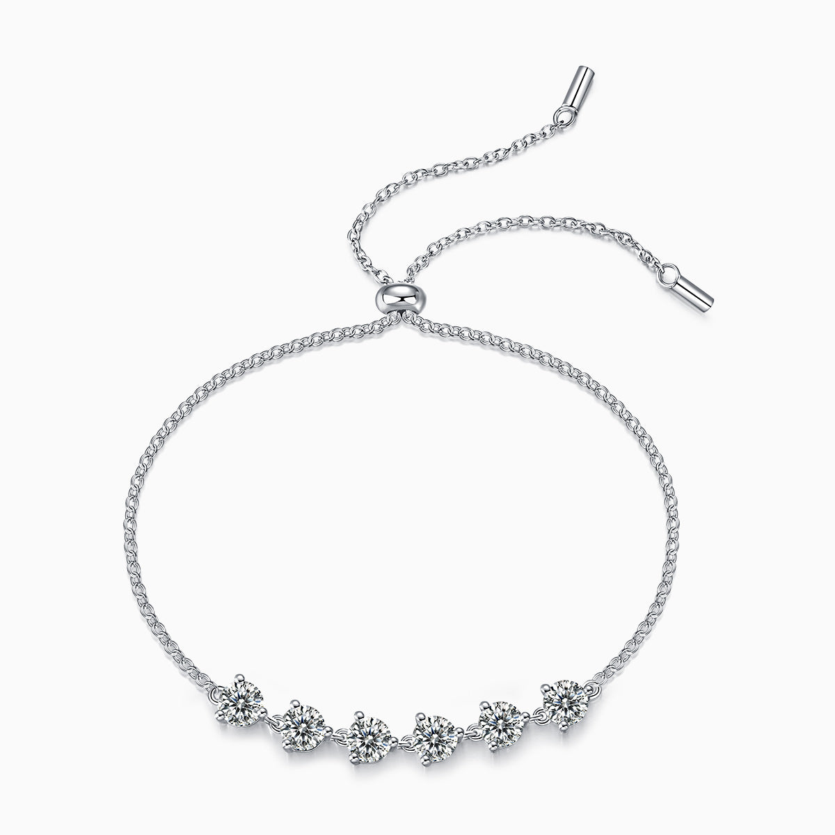 Sterling Silver Moissanite Bolo Bracelet - Ceerom