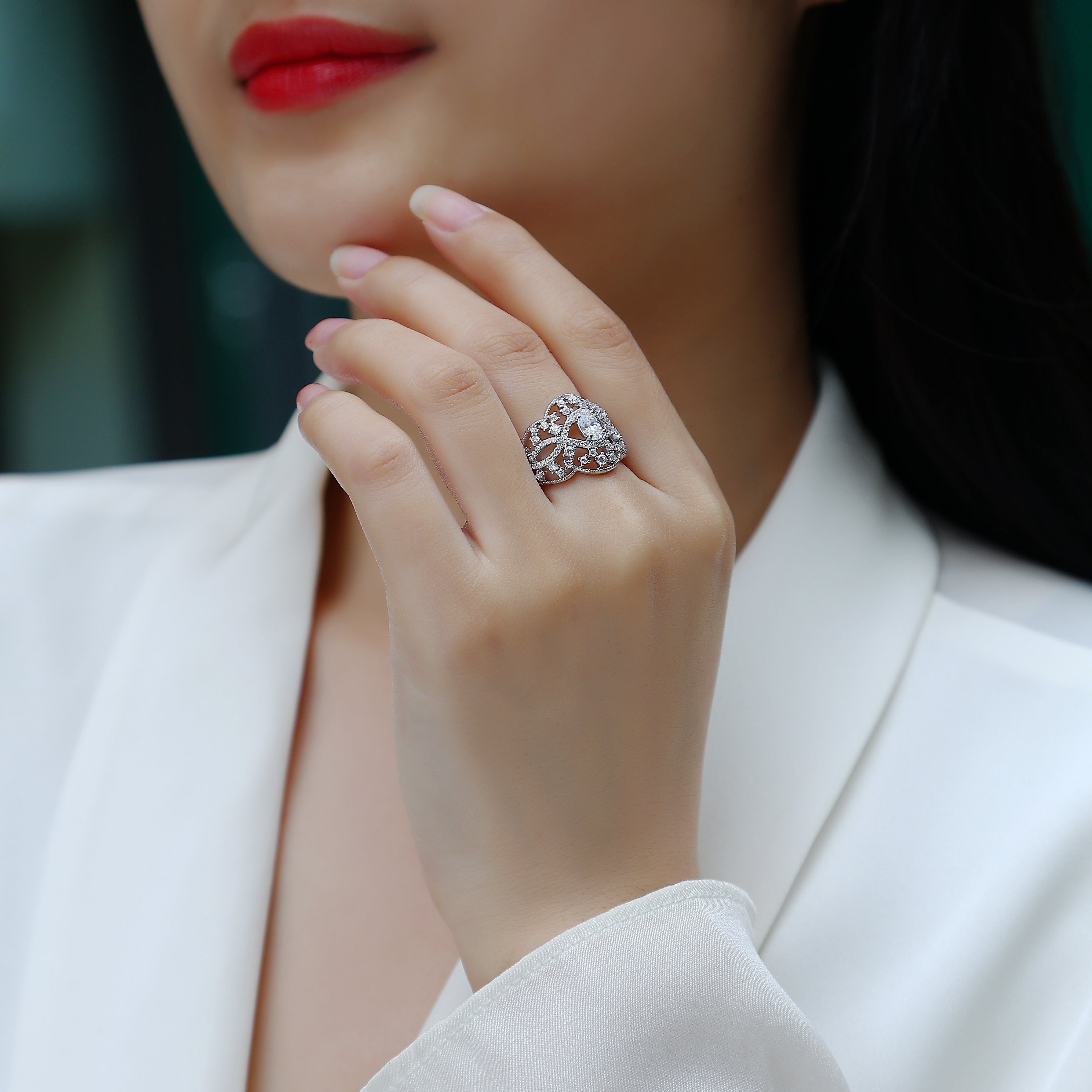 Oval Cut Crown Engagement Ring - Ceerom