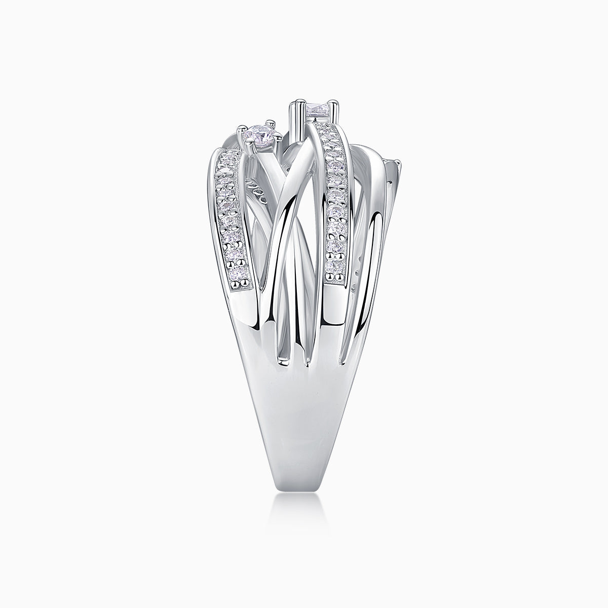 Round Moissanite Crossover Band Ring - Ceerom