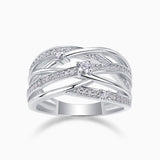 Round Moissanite Crossover Band Ring