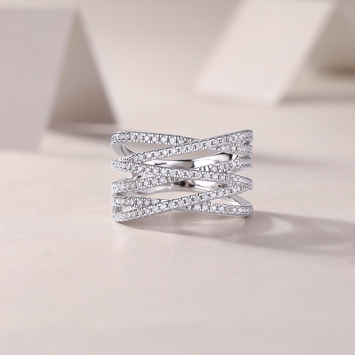 Triple Row Crossover Band Ring - Ceerom