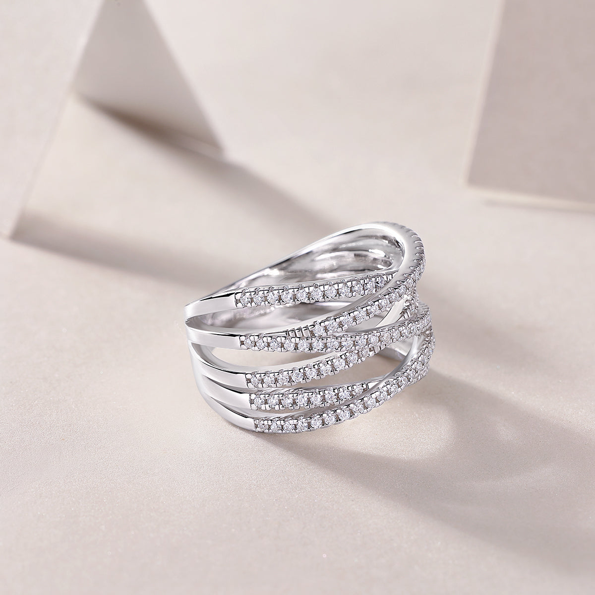 Triple Row Crossover Band Ring - Ceerom