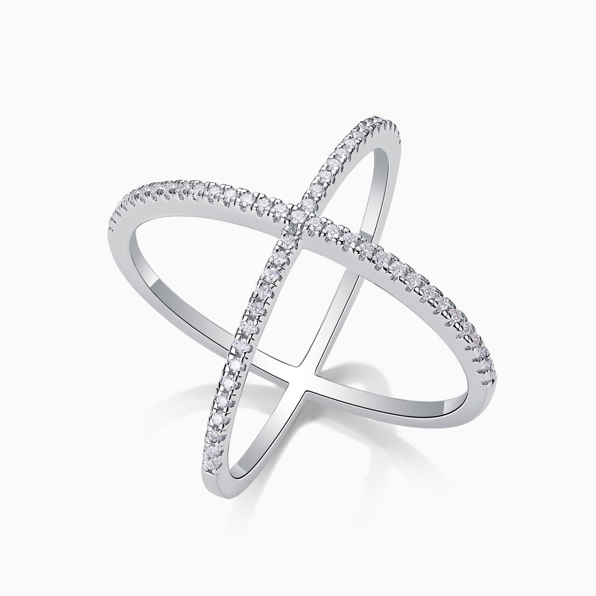 Moissanite Cross Over X Band Ring - Ceerom