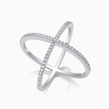 Moissanite Cross Over X Band Ring