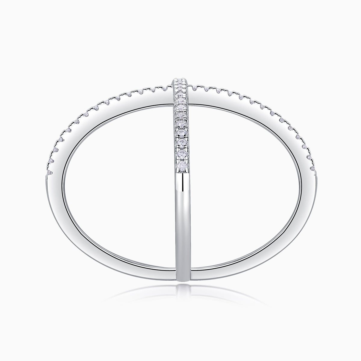 Moissanite Cross Over X Band Ring - Ceerom