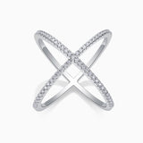 Moissanite Cross Over X Band Ring