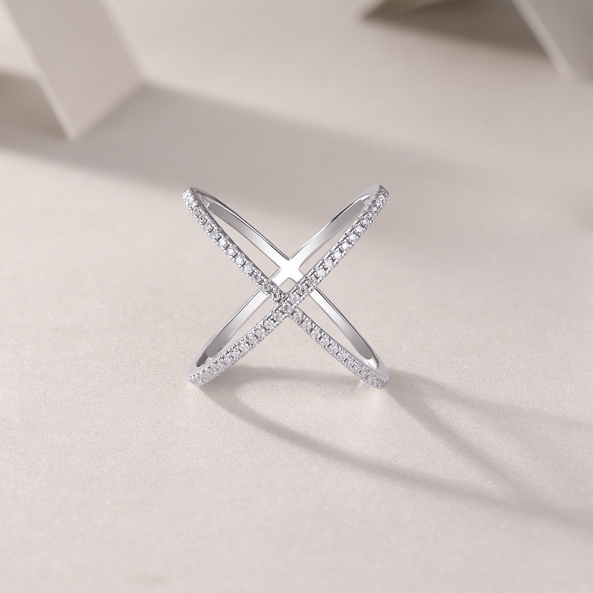 Moissanite Cross Over X Band Ring - Ceerom