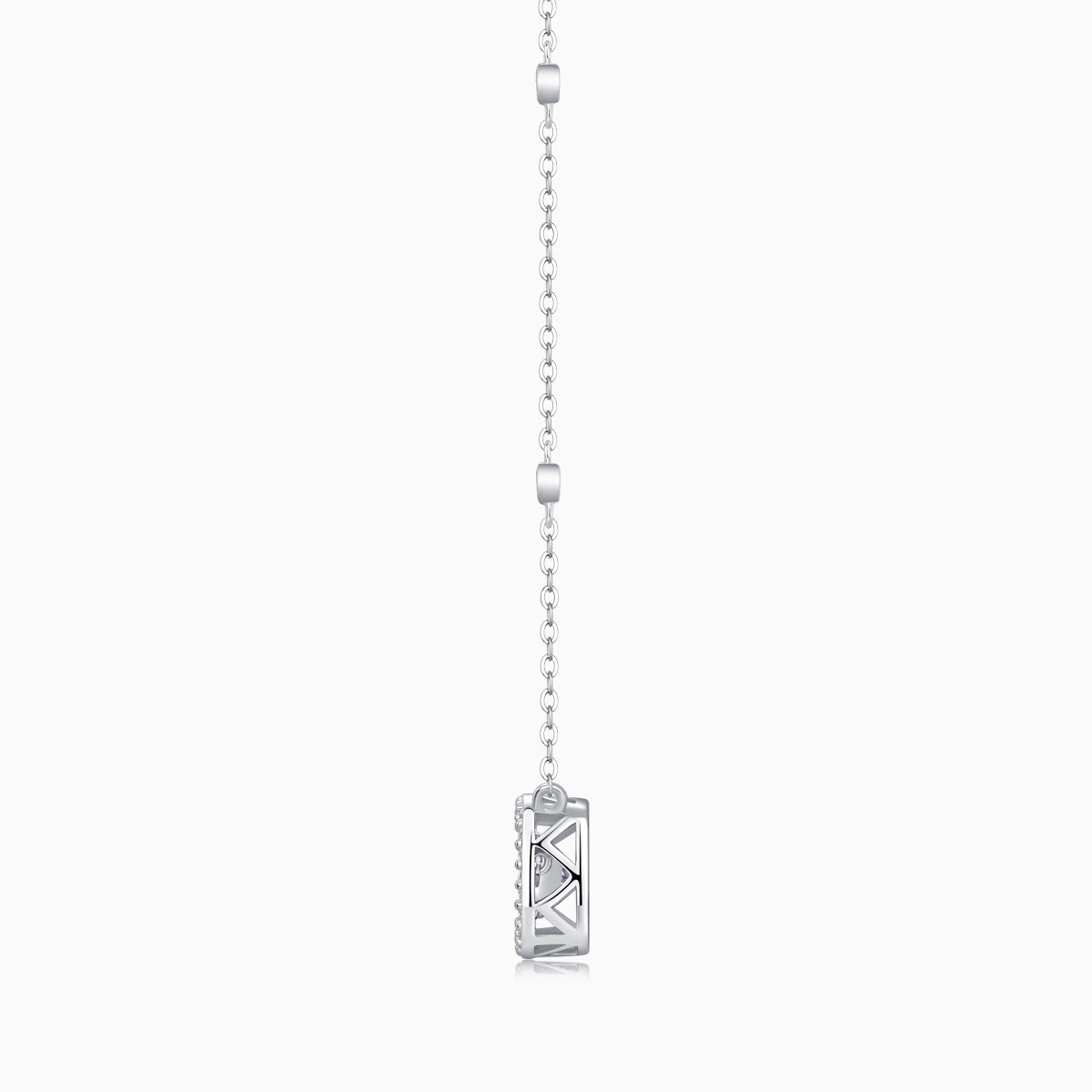 Round Cut Moissanite Pendant Halo Necklace - Ceerom