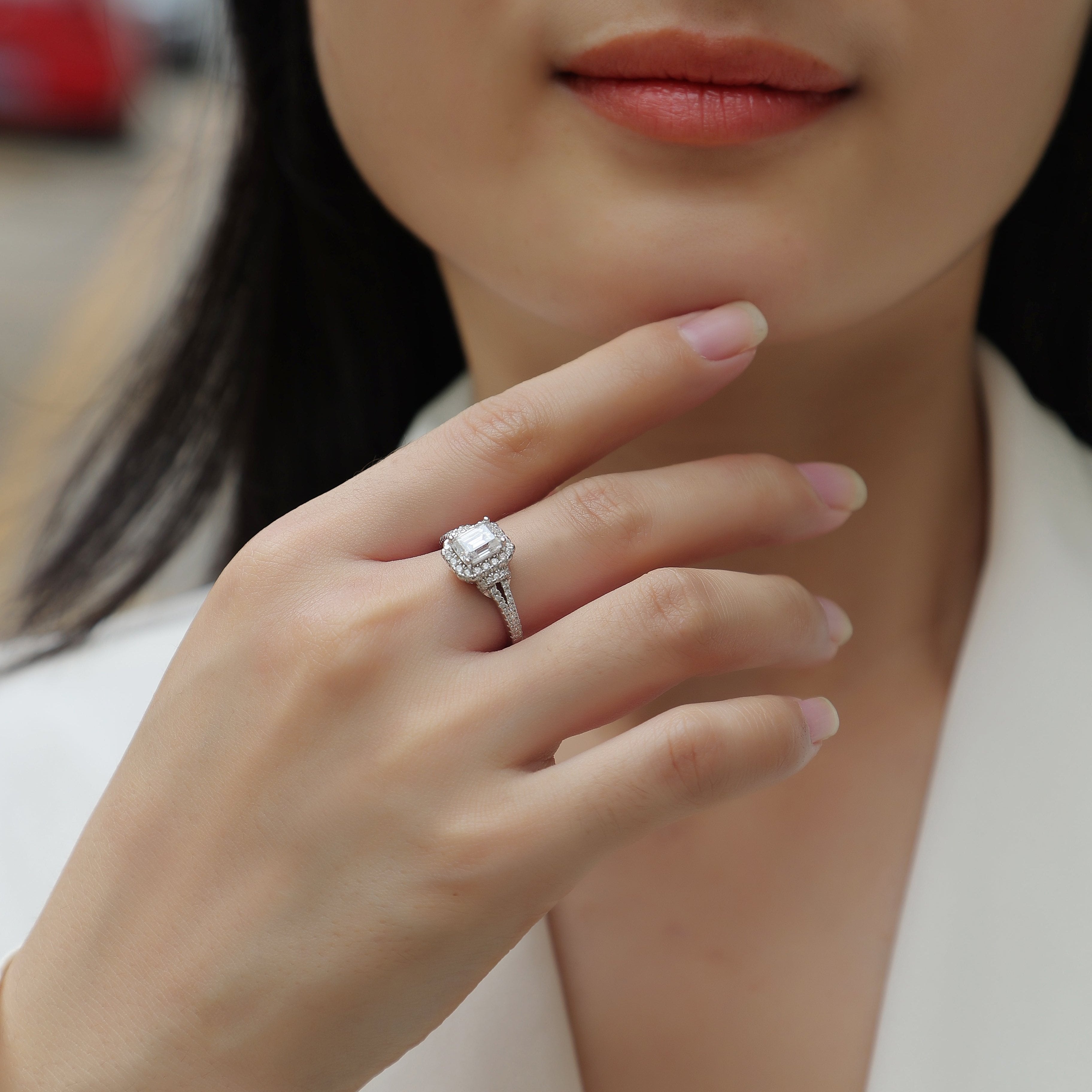 Emerald Cut Moissanite Ring - Ceerom