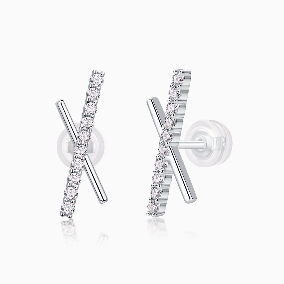 Moissanite  Letter X Stud Earrings - Ceerom