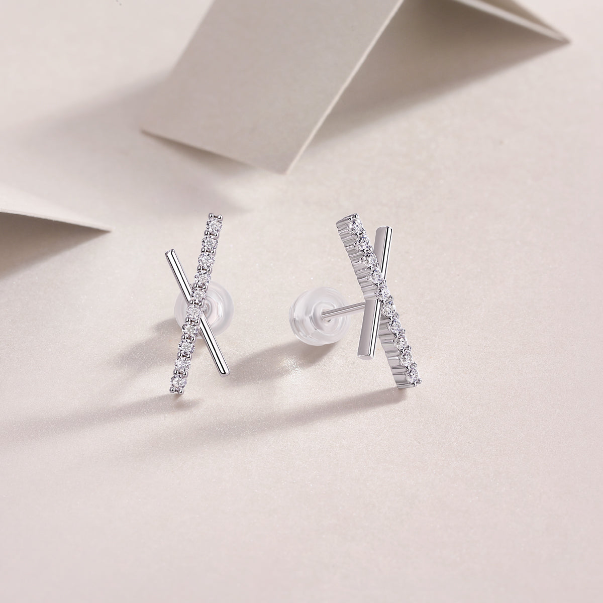 Moissanite  Letter X Stud Earrings - Ceerom