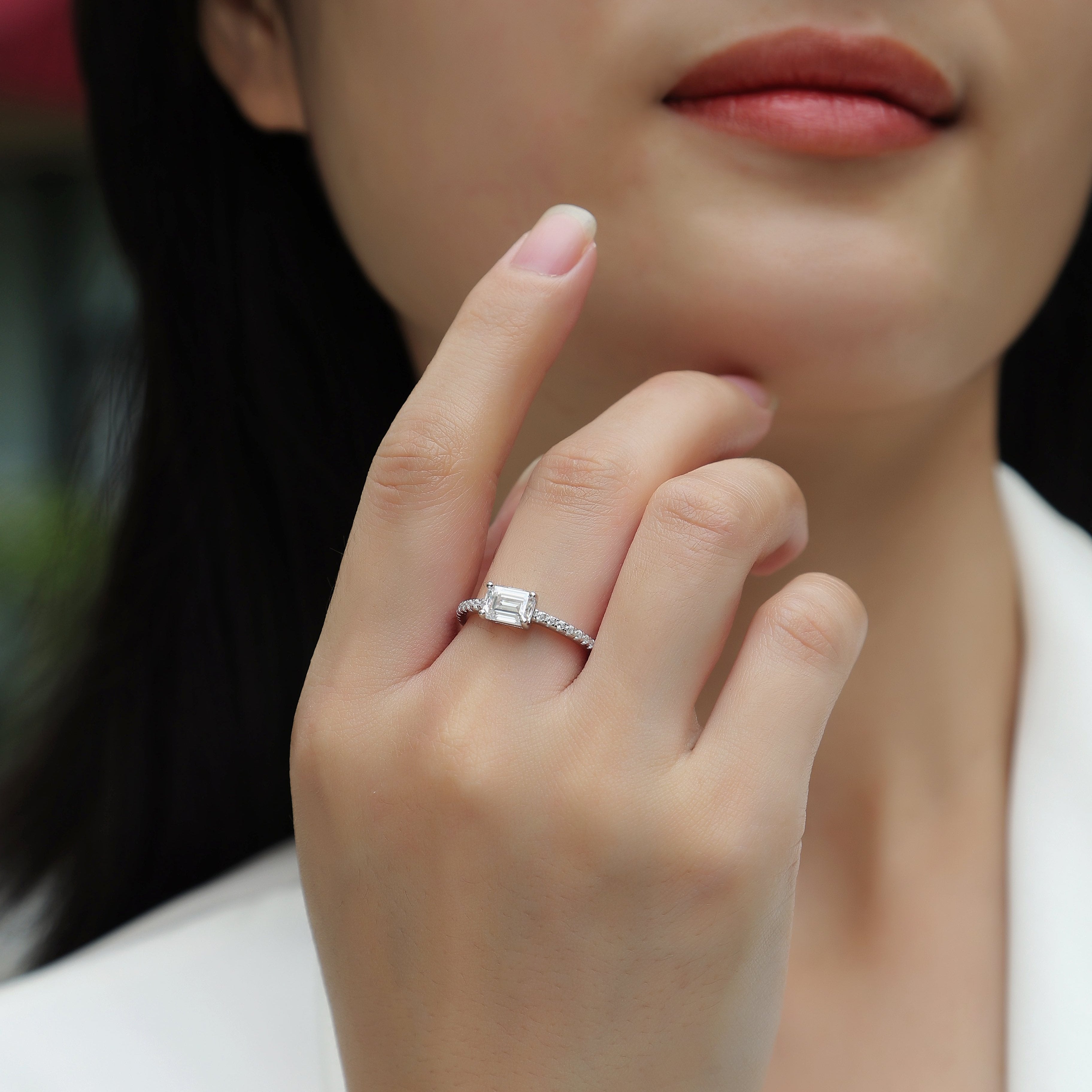 Emerald Cut Moissanite Ring - Ceerom