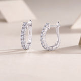 Single Paved Round Moissanite Hoop Earrings