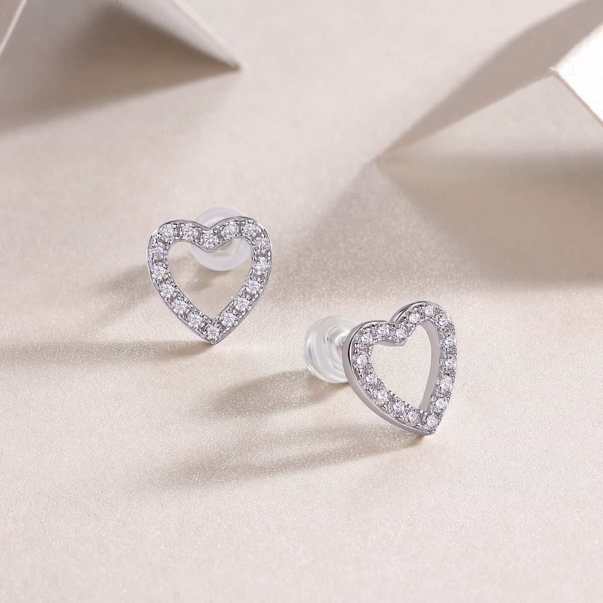 Moissanite Pave Set Heart Stud Earrings - Ceerom