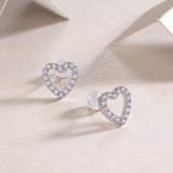 Moissanite Pave Set Heart Stud Earrings