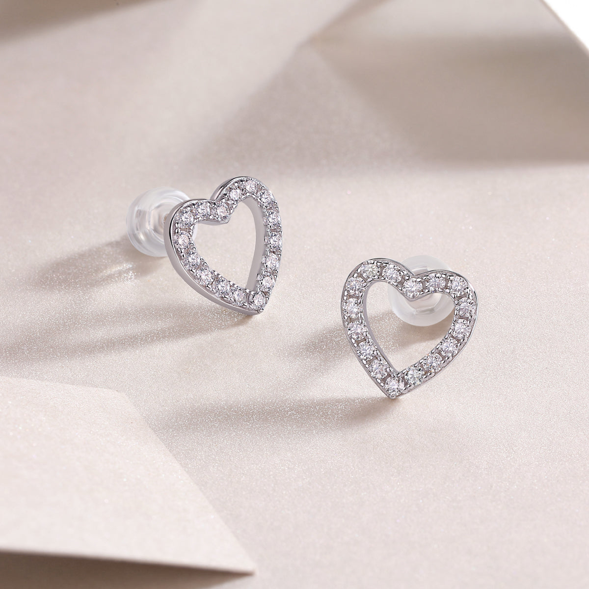 Moissanite Pave Set Heart Stud Earrings - Ceerom