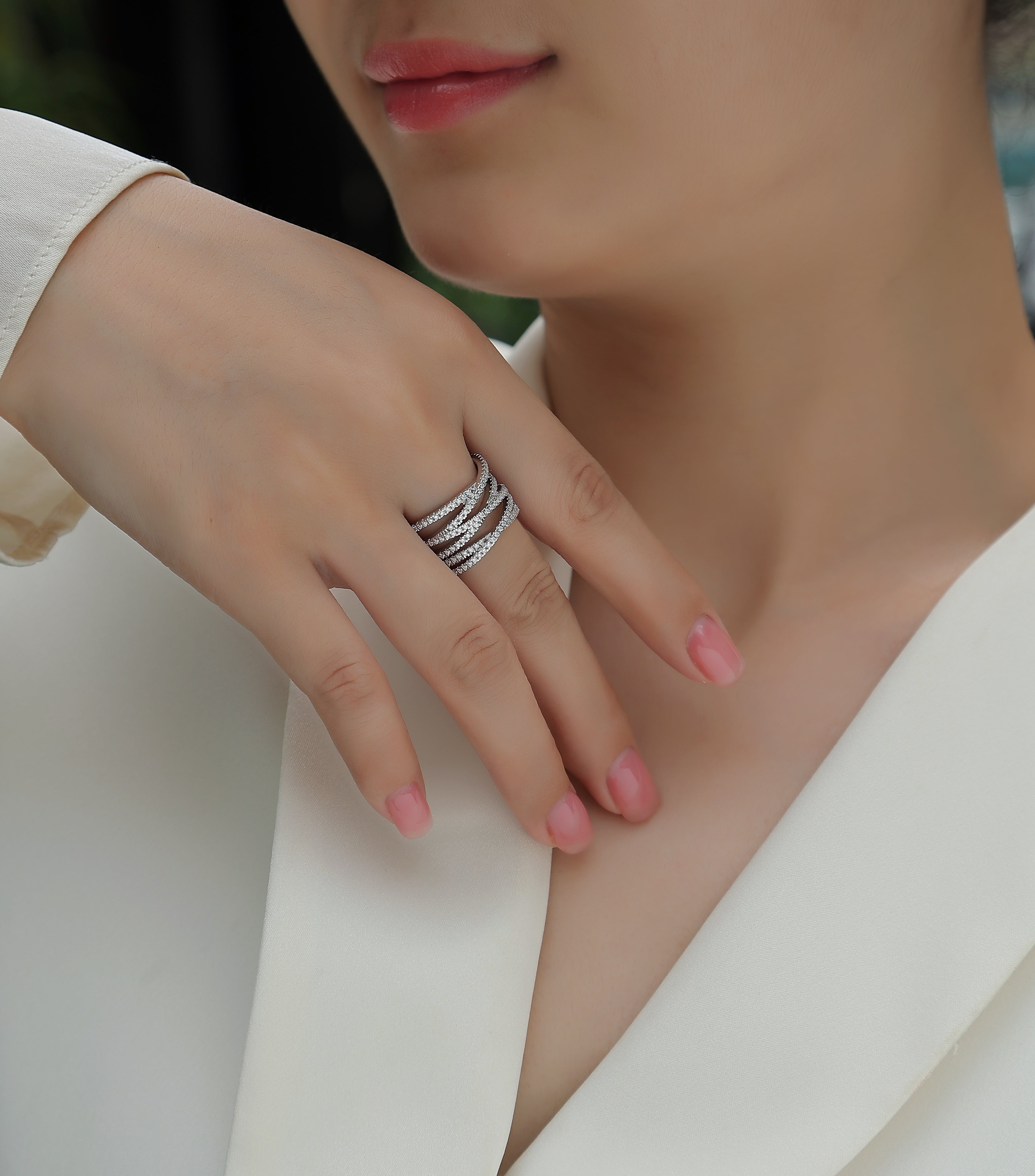 Triple Row Crossover Band Ring - Ceerom