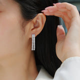 Double Row Long Tassel Moissanite Drop Earrings