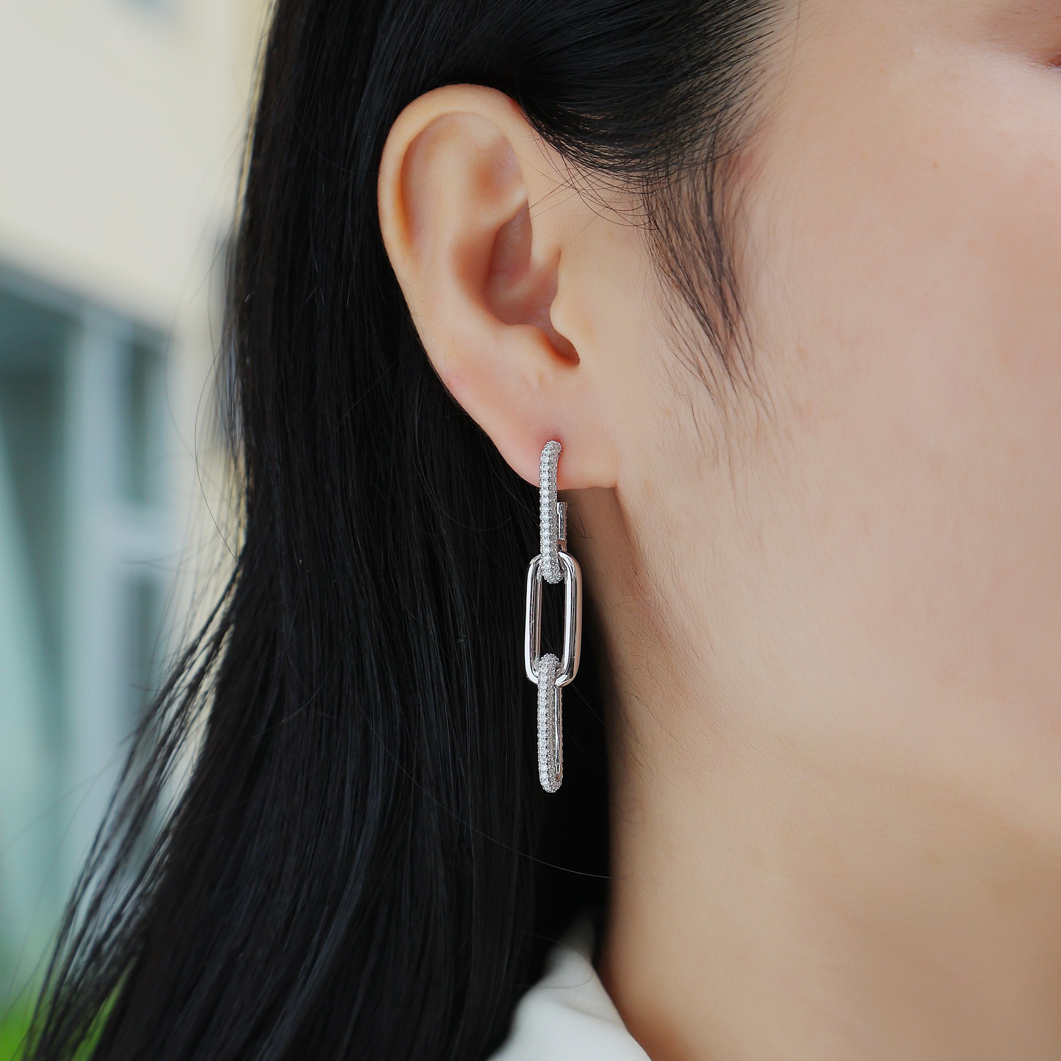 Moissanite Paperclip Link Earrings - Ceerom