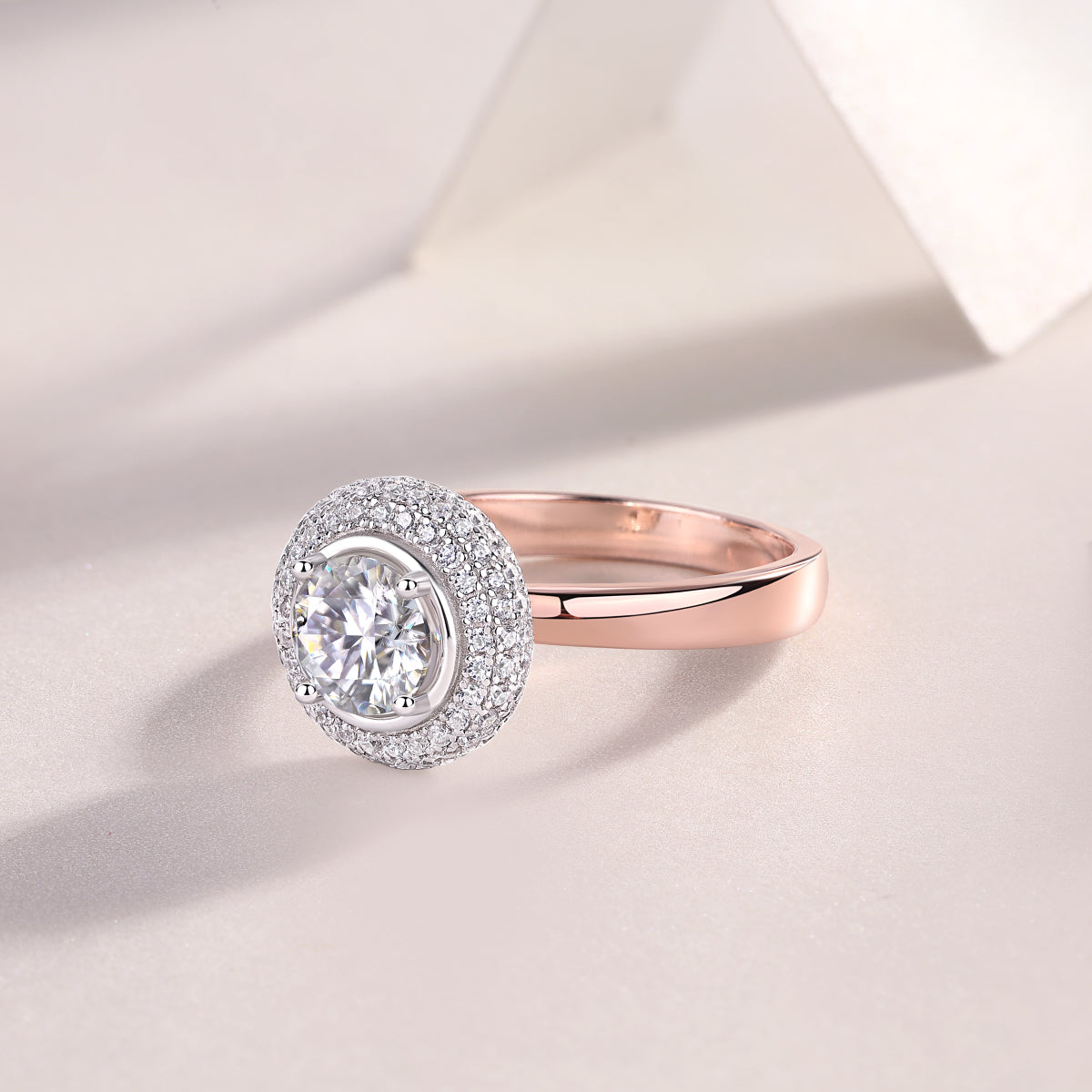 Round Halo Engagement Ring - Rose Gold - Ceerom