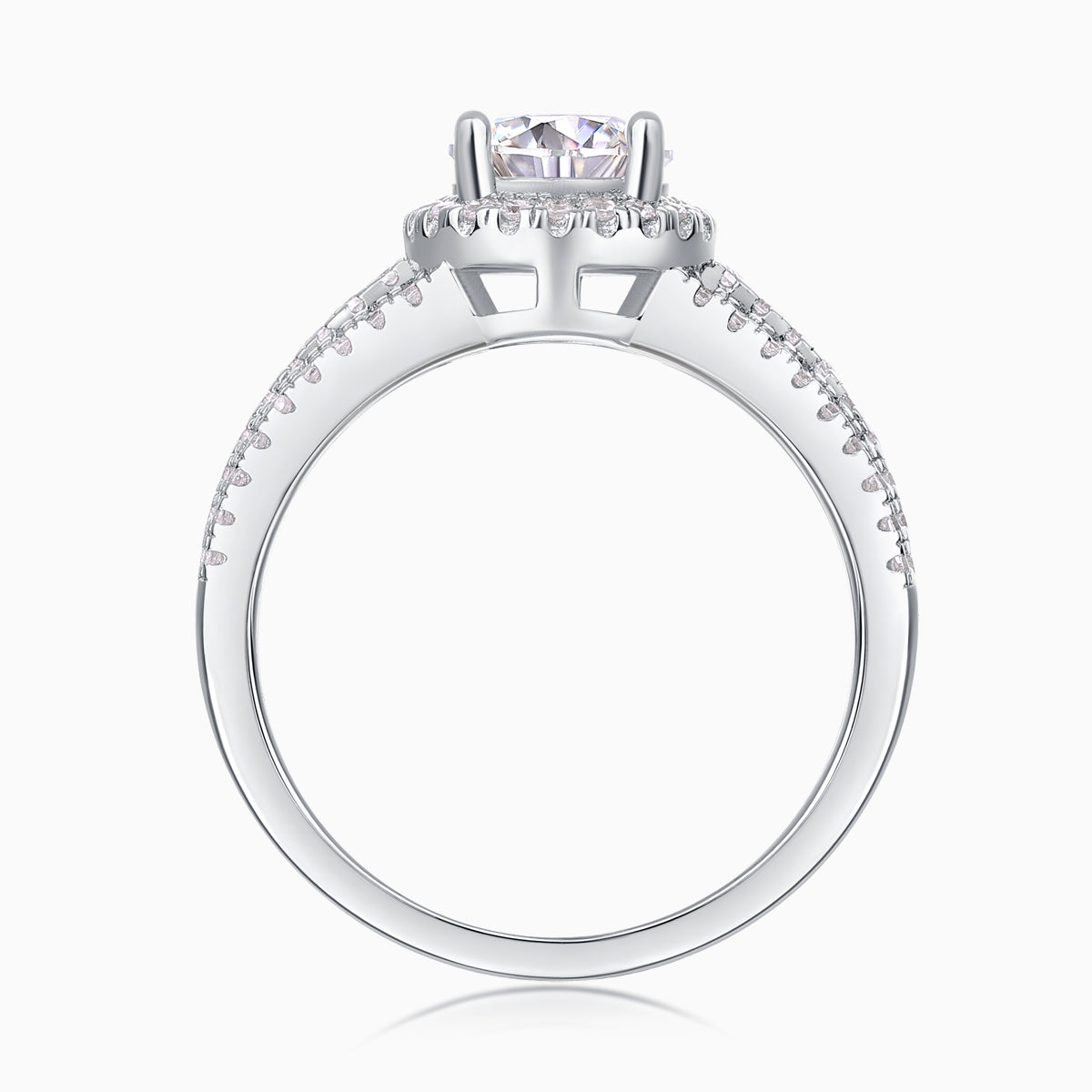Halo Round Cut Moissanite Engagement Ring - Ceerom