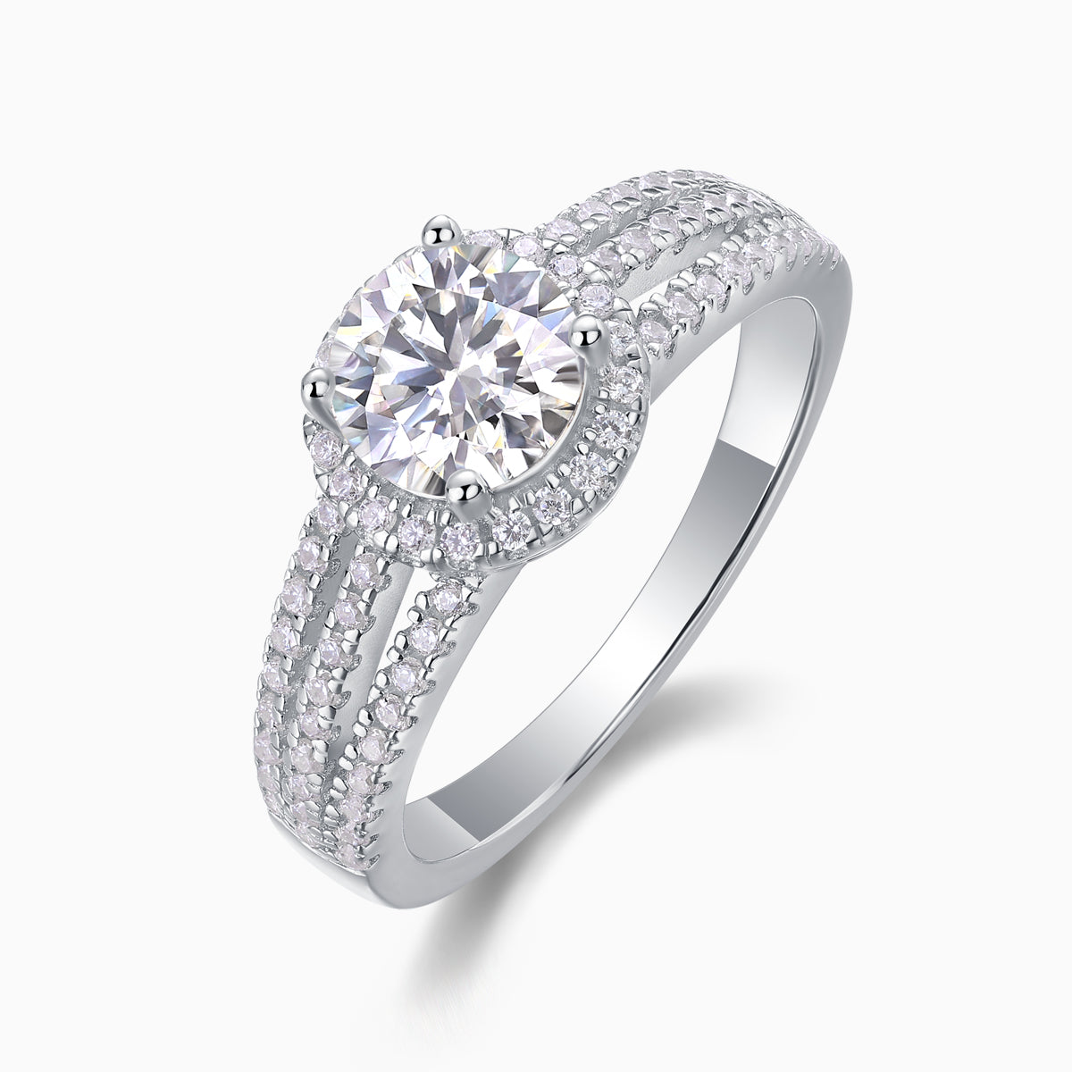 Halo Round Cut Moissanite Engagement Ring - Ceerom