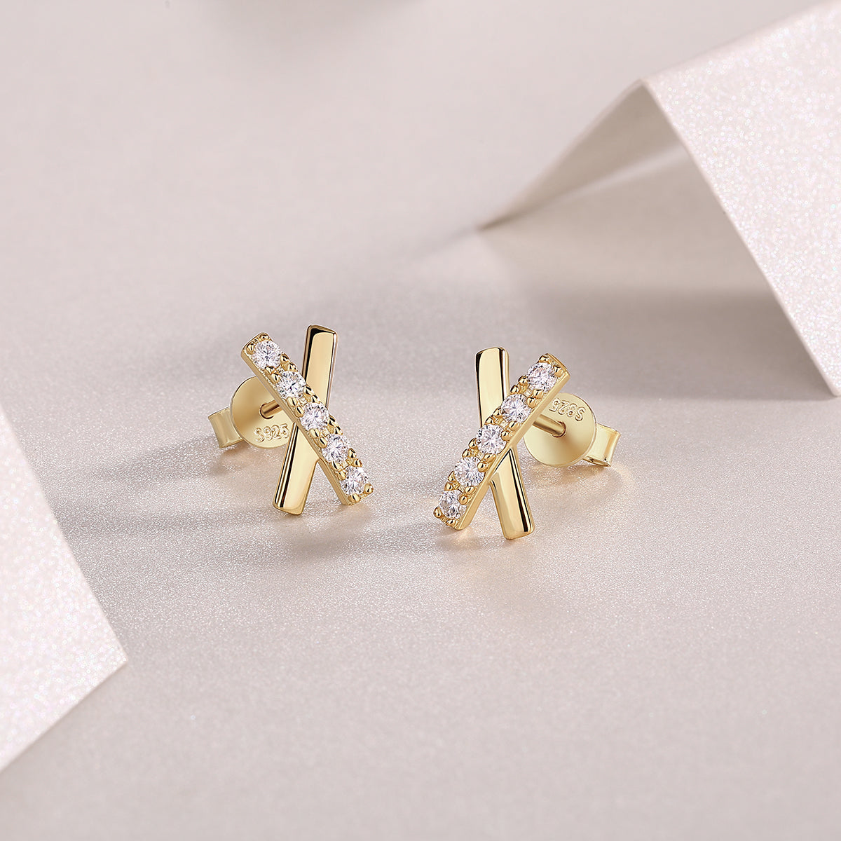 Letter X Moissanite Stud Earrings - Ceerom