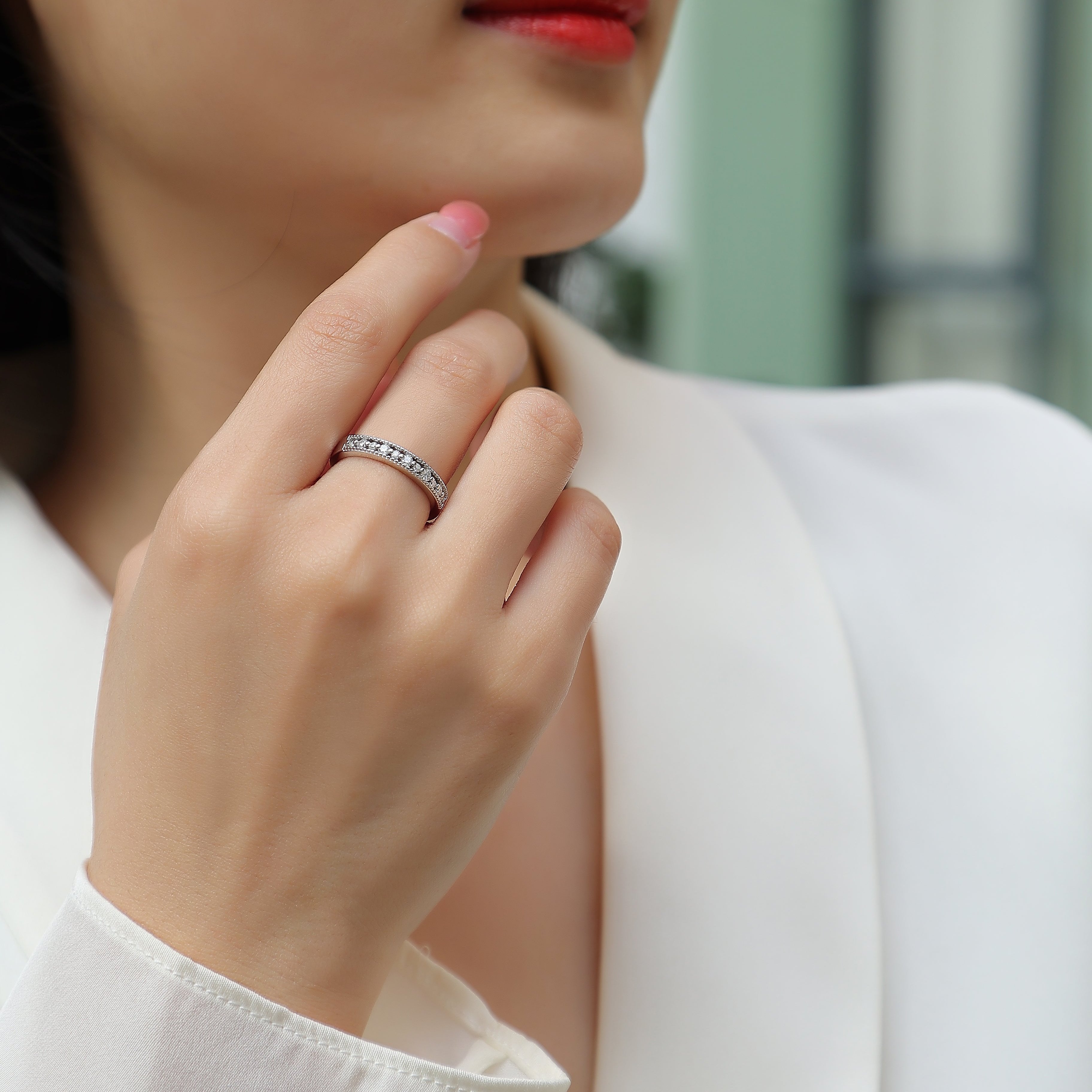 Moissanite Half Eternity Band Ring - Ceerom