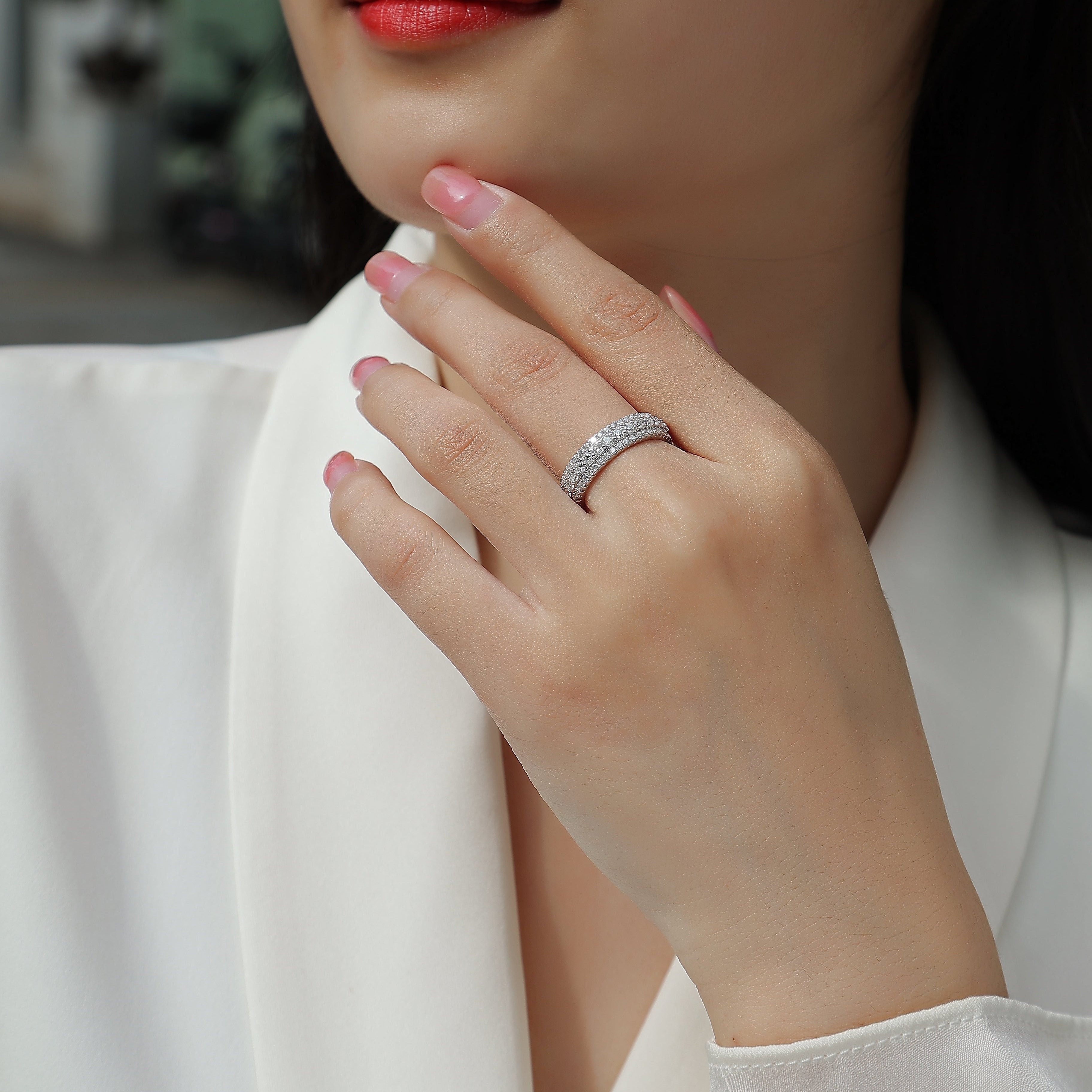 Moissanite Pave Wedding Band Ring - Ceerom