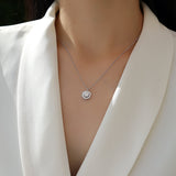 Round Cut Moissanite Hexagon Pendant Necklace - Ceerom