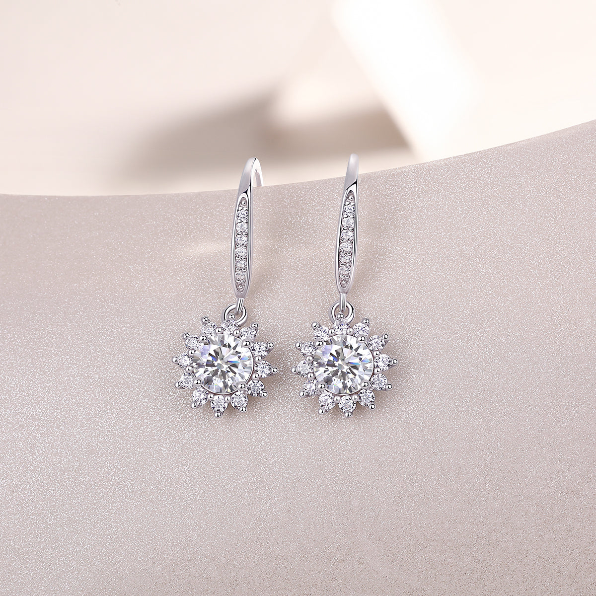Round Moissanite Drop Earrings - Ceerom