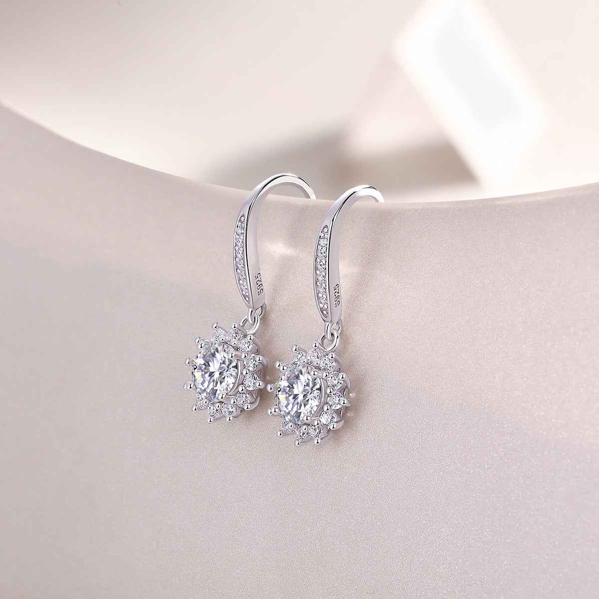 Round Moissanite Drop Earrings - Ceerom