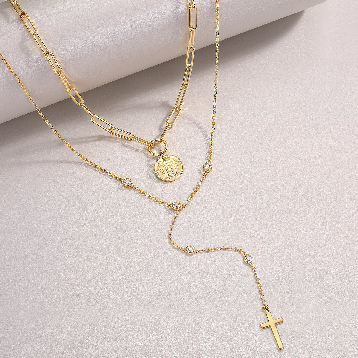 Moissanite Cross and Cion Necklace Set - Ceerom