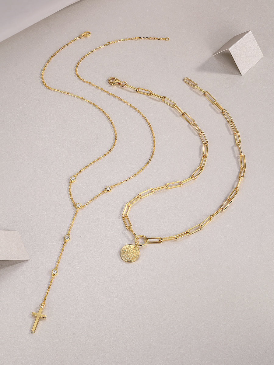 Moissanite Cross and Cion Necklace Set - Ceerom