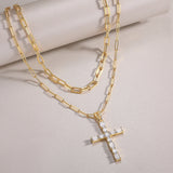 Emerald Cut Moissanite Cross Pendant Necklace