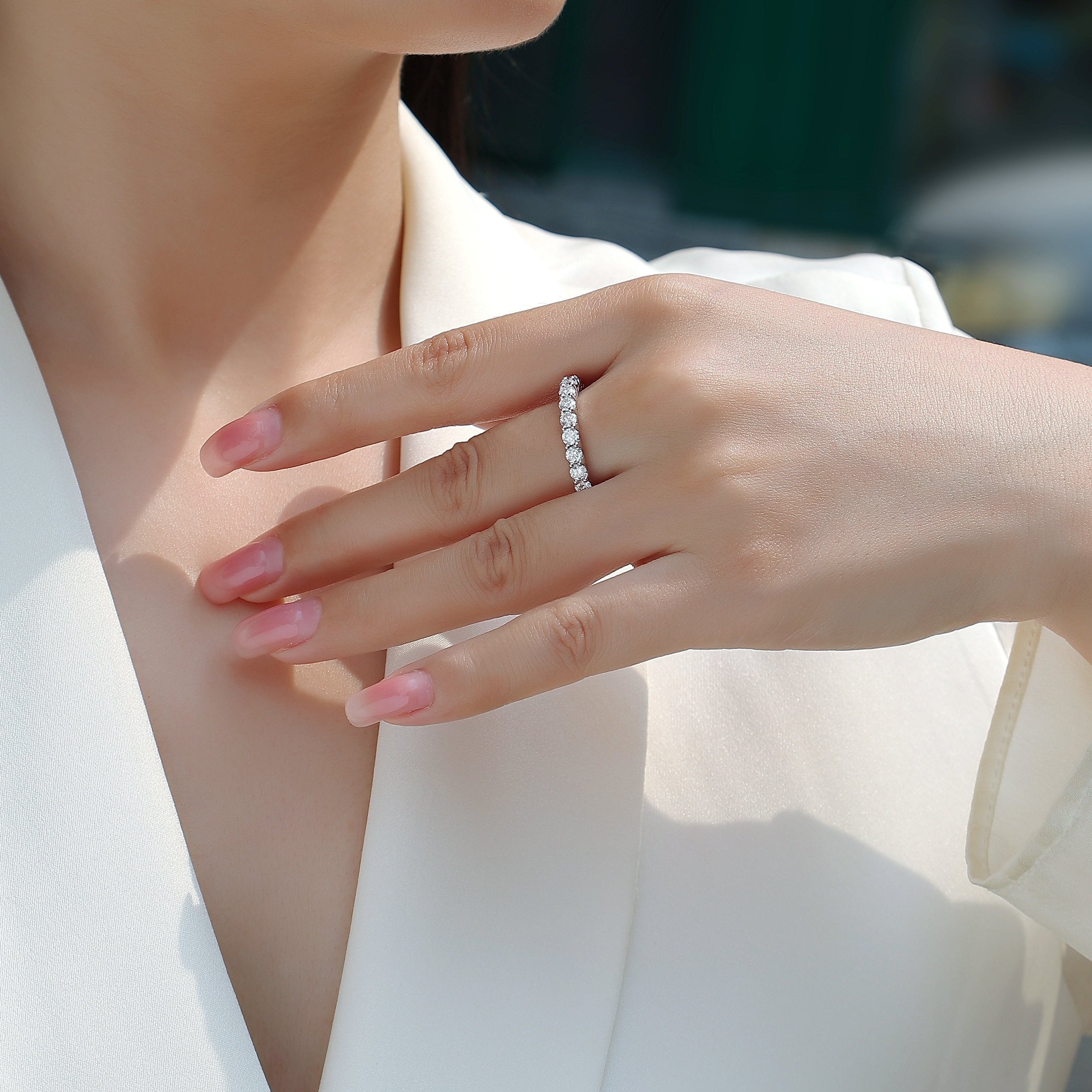 Moissanite Pave Eternity Band Ring - Ceerom